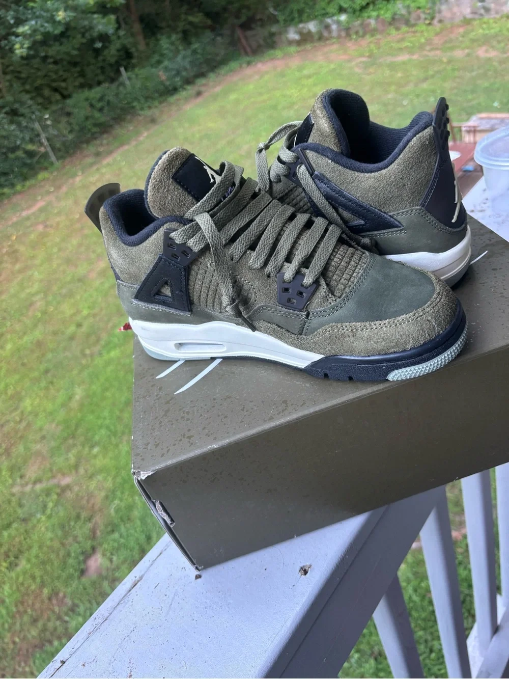 Jordan Olive Green Low Top Sneakers with Black Accents